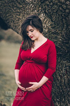 Pregnant lady in red dress